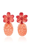 BAHINA 18K GOLD, ORCHID AND AGATHE EARRINGS,710856