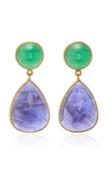 BAHINA 18K GOLD CHRYSOPRASE AND IOLITH EARRINGS,ERNO693