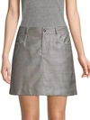 GANNI Silk Wool Suiting Plaid Mini Skirt