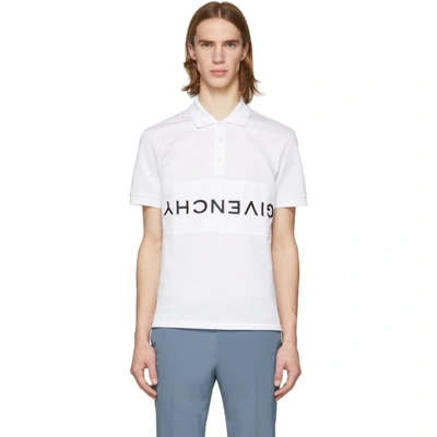 Givenchy Men's Slim Upside Down-logo Polo Shirt In 100 White