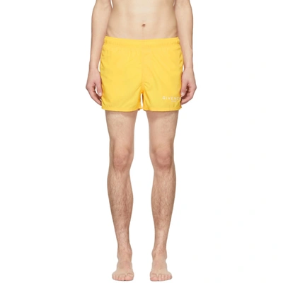 Givenchy Logo Print Swim Shorts In Yellow