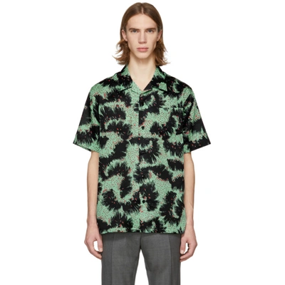 Givenchy Urchin-print Short-sleeved Cotton Shirt In Black Green