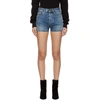 SAINT LAURENT SAINT LAURENT BLUE DENIM BAND SHORTS