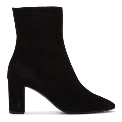 Saint Laurent Lou Lou 70 Ankle Boots  In Nero Suede