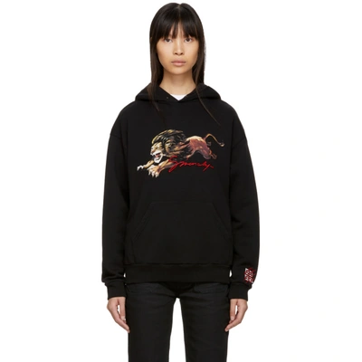 Givenchy Leo Print Embroidered Hoodie In Black