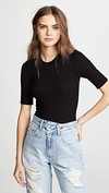 Enza Costa Silk Rib Cropped Half Sleeve Crew Tee In Phantom