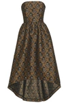 CO CO WOMAN STRAPLESS BROCADE GOWN BROWN,3074457345619755339
