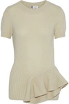 LANVIN LANVIN WOMAN RUFFLED RIBBED YAK AND WOOL-BLEND SWEATER BEIGE,3074457345619674718