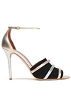 MALONE SOULIERS MALONE SOULIERS WOMAN ZOLA METALLIC LEATHER AND SUEDE SANDALS BLACK,3074457345619719467