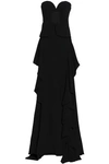 CINQ À SEPT CINQ À SEPT WOMAN DORIAN STRAPLESS DRAPED STRETCH-CREPE GOWN BLACK,3074457345619764055