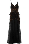 ELIE SAAB PANELED GEORGETTE, LACE AND POINT D'ESPRIT GOWN,3074457345621701321