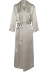 MICHELLE MASON MICHELLE MASON WOMAN SMOKING SILK-SATIN ROBE PLATINUM,3074457345619713399