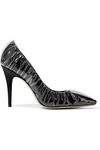 JIMMY CHOO + OFF-WHITE ANNE LAYERED PVC AND SATIN PUMPS,3074457345619735345