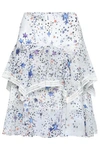 ZUHAIR MURAD WOMAN LACE-TRIMMED LAYERED CREPE SKIRT OFF-WHITE,AU 1392478274273