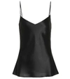 Galvan V-neck Thin-strap Satin Camisole Top In Black