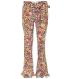 ETRO MID-RISE FLARED PRINTED SILK PANTS,P00359948