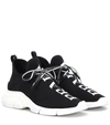 Prada Logo-jacquard Stretch-knit Sneakers In Black