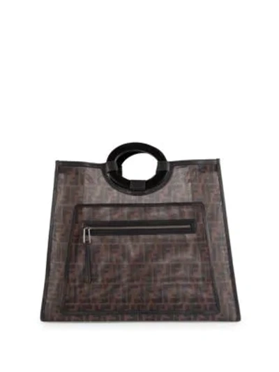 Fendi Runaway Large Ff Mesh Shopping Tote Bag In Black Multi