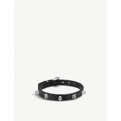 Gucci Feline Head Studded Leather Bracelet