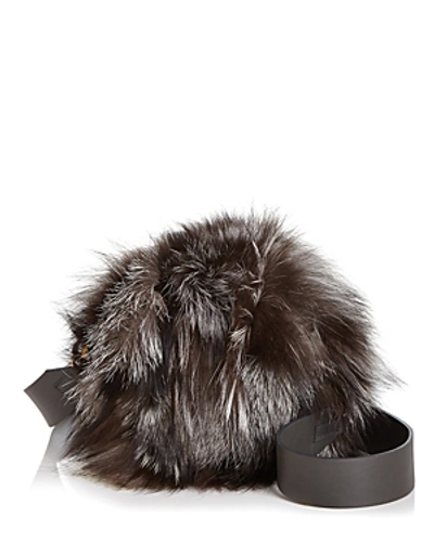 Arron Aaron Small Leather & Fur Circle Shoulder Bag In Silver/gold