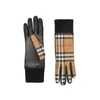 BURBERRY CASHMERE-LINED VINTAGE CHECK AND LAMBSKIN GLOVES