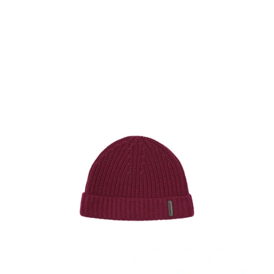 Burberry Rib Knit Cashmere Beanie In Red