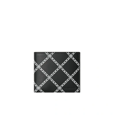 Burberry Link Print Leather International Bifold Wallet In Black/chain