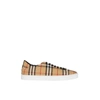 BURBERRY VINTAGE CHECK AND LEATHER SNEAKERS,2954541