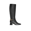BURBERRY LINK DETAIL LEATHER KNEE-HIGH BOOTS
