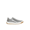 BURBERRY Perforated logo metallic leather sneakers