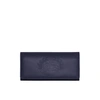 BURBERRY EMBOSSED CREST TWO-TONE LEATHER CONTINENTAL WALLET