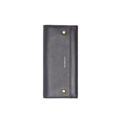 Burberry Leather Continental Wallet In Black