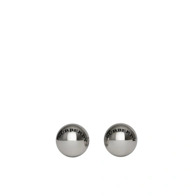 Burberry Engraved Brass Sphere Cufflinks In Silver