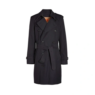 Burberry Cotton Gabardine Trench Coat With Warmer In Midnight