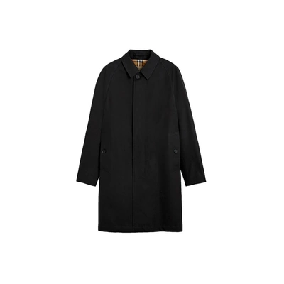 Burberry Icon Stripe Detail Tropical Gabardine Car Coat In Black,tortoise