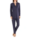 Hanro Pure Essence Two-piece Pajama Set In Matted Blue