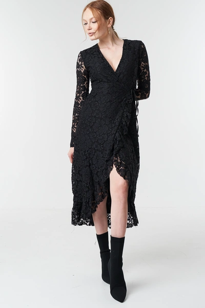 Trendyol Lace Sleeve Flywheel Dress - Black