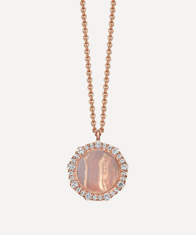 Astley Clarke Rose Gold Plated Vermeil Silver Luna Lace Agate Sapphire Pendant Necklace
