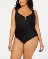 MIRACLESUIT PLUS SIZE ESCAPE UNDERWIRE ALLOVER-SLIMMING WRAP ONE-PIECE SWIMSUIT