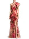 MARCHESA One-Shoulder Silk Organza Gown