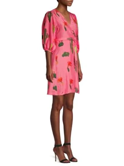 Carolina K Cactus Silk Wrap Dress In Cactus Pink