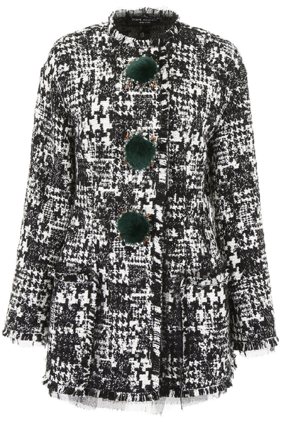 Dolce & Gabbana Tweed Pompom Jacket In Multi