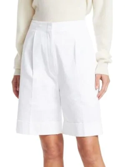 The Row Abby Cotton-twill Shorts In White