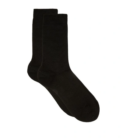 Falke Soft Wool And Cotton-blend Socks In Dark Navy