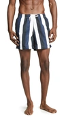 BATHER BLUE BLACK STRIPE SWIM TRUNKS