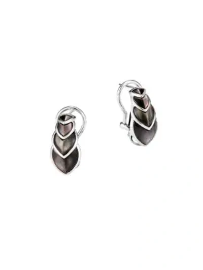 John Hardy Legends Naga Sterling Silver & Grey Mother-of-pearl Buddha Belly Earrings In Grey Mother Of Pearl