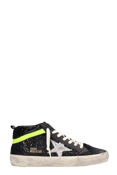 Golden Goose Mid Star Suede & Glitter Sneakers In Black