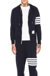 Thom Browne Navy Classic Loopback Stripe Zip-up Hoodie In Navy