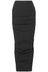 RICK OWENS WOMAN COTTON-BLEND POPLIN MAXI PENCIL SKIRT BLACK,US 1392478436249