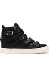 GIUSEPPE ZANOTTI LONDON STRAP-DETAILED LEATHER HIGH-TOP SNEAKERS,3074457345619726699